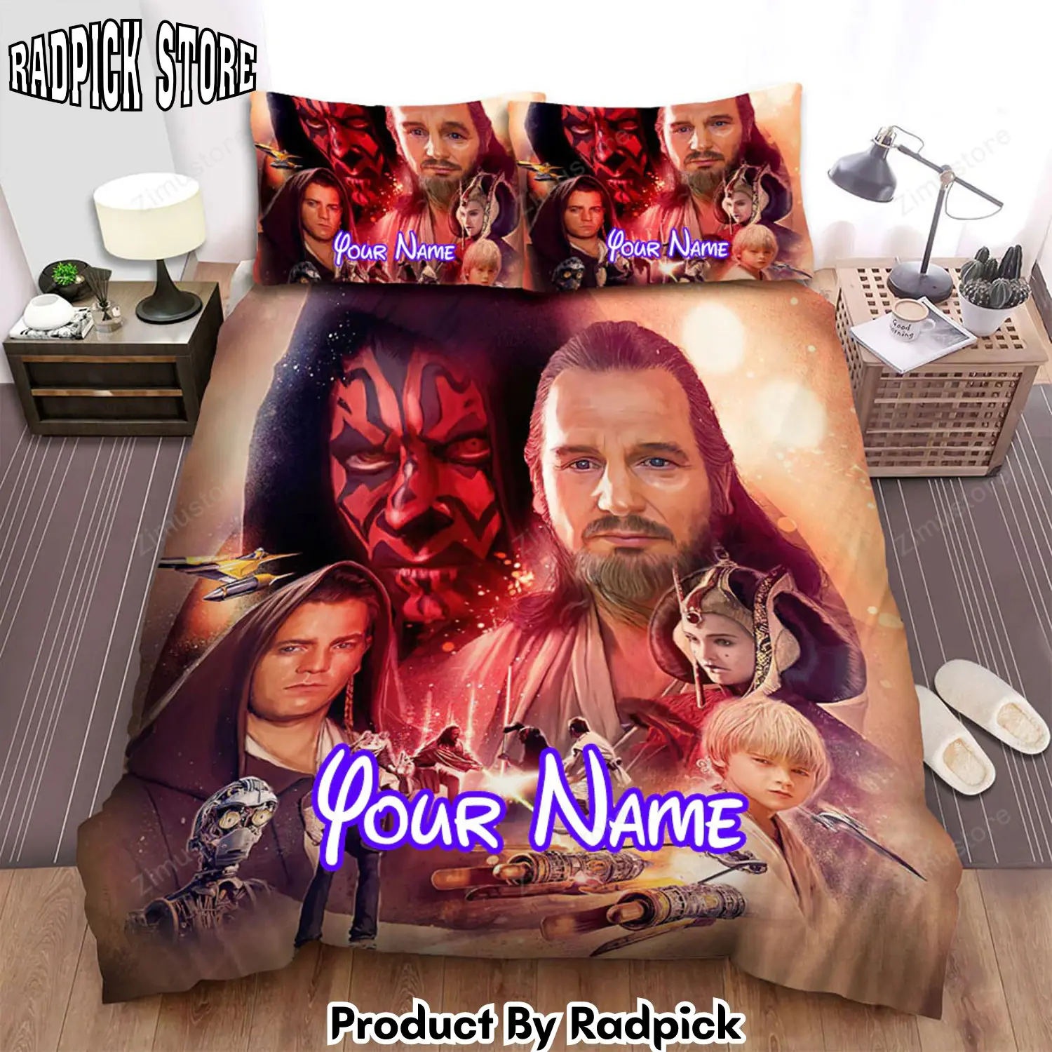 Radpick star wars episode i the phantom menace art of the scene in the film movie poster bed sheets spread comforter duvet cover personalized name bedding sets rp3271997
